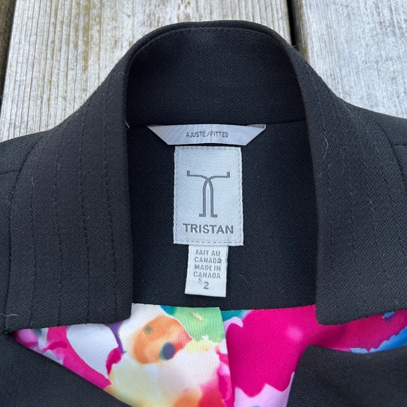 Tristan⎪Black Blazer With Floral Lining - Picture 7 of 9